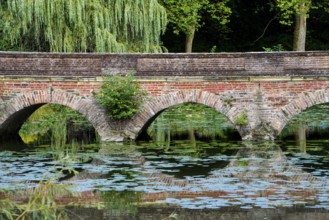 Arched bridge, Senden Castle, Senden, North Rhine-Westphalia, Germany
