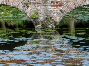 Arched bridge, Senden Castle, Senden, North Rhine-Westphalia, Germany