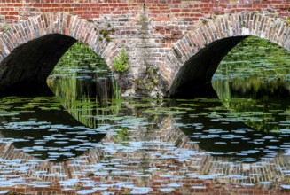 Arched bridge, Senden Castle, Senden, North Rhine-Westphalia, Germany