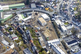 Aerial view, construction site on the former Roland site Am Lohgraben, construction for Freie