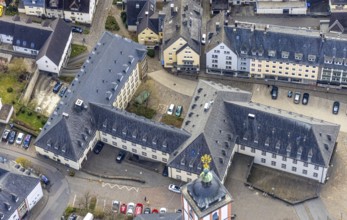 Aerial view, old town with town hall, Krämergasse and Kornmarkt, Siegen-Kernband, Siegen,