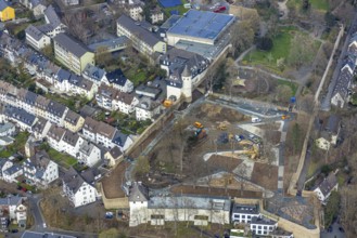 Aerial view, Realschule Am Oberen Schloss, Burgstraße, construction site in the southern part of