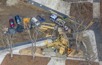 Aerial view, construction site in the southern part of the castle park, Siegen-Kernband, Siegen,