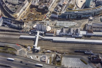 Aerial view, Siegen main station with ZOB bus station, Siegen-Kernband, Siegen, Siegerland, North
