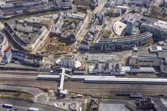 Aerial view, Siegen main station with ZOB bus station, Sieg-Carré, Siegen-Kernband, Siegen,