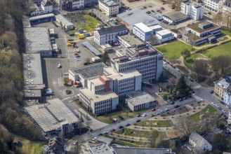 Aerial view, company building of Siemens Building Technologies and Westnetz GmbH, Friedrichstraße,