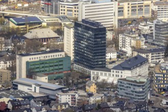 Aerial view, City with Kreishaus, Kulturhaus Lütz, Siegen-Kernband, Siegen, Siegerland, North