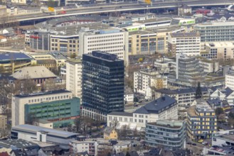 Aerial view, City with Kreishaus, Kulturhaus Lütz, Siegen-Kernband, Siegen, Siegerland, North