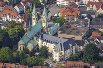 Aerial view, pilgrimage basilica of the Visitation of the Virgin Mary, Werl, Soester Börde, North
