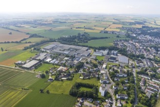 Aerial view, commercial area Zur Mersch, Metallbau Schwenneker, Werl, Soester Börde, North