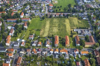 Aerial view, residential area and planned building area Langenwiedenweg, Werl, Soester Börde, North