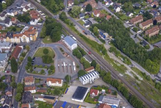 Aerial view, cultural and event centre Werl station, Werl station, Werl, Soester Börde, North