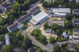 Aerial view, construction site extension and remodelling of the Walburgis School, Werl, Soester