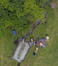Aerial view, Werl water treading pool, Werl, Soester Börde, North Rhine-Westphalia, Germany,