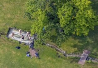 Aerial view, Werl water treading pool, Werl, Soester Börde, North Rhine-Westphalia, Germany,