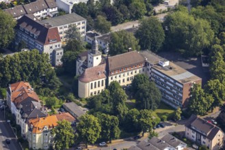 Aerial view, church project St. Jakobus, Werl, Soester Börde, North Rhine-Westphalia, Germany,
