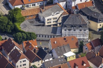 Aerial photo, house renovation in the old town centre Kämperstraße, Werl, Soester Börde, North
