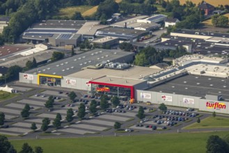 Aerial photo, Möbel Turflon Werl, Westbüderich, Werl, Soester Börde, North Rhine-Westphalia,