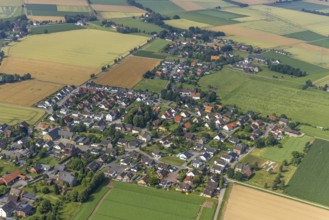 Aerial view, Catholic Church of St. Agatha and local view of Holtum, Werl, Soester Börde, North