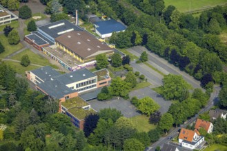 Aerial photo, triple sports hall, Werl Municipal Secondary School, Werl Sports Shooting Club, Werl,