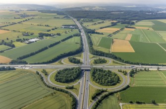 Aerial view, motorway junction Werl, A44 and A445, Werl, Soester Börde, North Rhine-Westphalia,