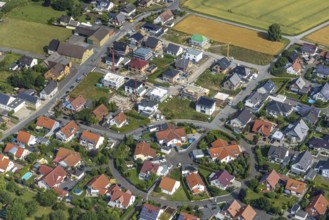 Aerial view, housing estate in the roundabout Vincenz-Frigger-Straße, construction site new