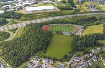 Aerial view, sports ground FSV Gerlingen e.V., Gerlingen, Wenden, Sauerland, North