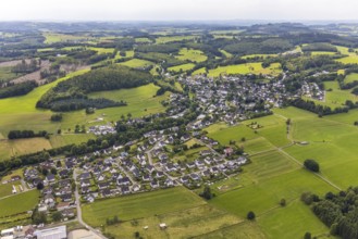 Aerial view, local view Hillmicke, Wenden, Sauerland, North Rhine-Westphalia, Germany, DE, Europe,