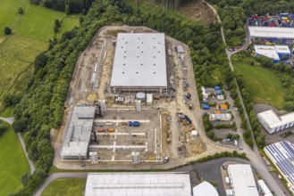 Aerial photo, industrial estate Gerlingen, construction site Eisenstraße, Hillmicke, Wenden,