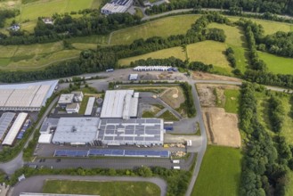 Aerial view, commercial area Gerlingen, Eisenstraße, Hillmicke, Wenden, Sauerland, North