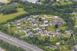 Aerial view, housing estate Auf dem Stein, Gerlingen, Wenden, Sauerland, North Rhine-Westphalia,