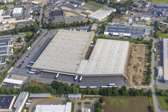 Aerial photo, Aldi logistics centre central warehouse Werl, Werl, Soester Börde, North