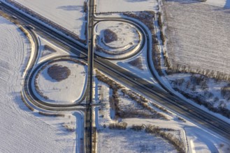 Aerial view, motorway junction AS55 Werl-Süd on the motorway A44, federal road B516 Neheimer