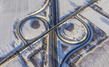 Aerial view, motorway junction AS55 Werl-Süd on the motorway A44, federal road B516 Neheimer