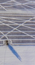 Aerial view, snow-covered fields with tracks, winter, Gerlingen, Ense, Soester Börde, North