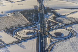 Aerial view, motorway junction AS55 Werl-Süd on the motorway A44, federal road B516 Neheimer