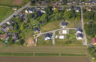 Aerial view, construction site, new residential area Albert-Schweitzer-Straße, Hilbeck, Werl,