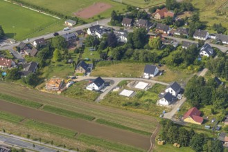 Aerial view, construction site, new residential area Albert-Schweitzer-Straße, Hilbeck, Werl,