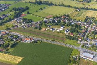 Aerial view, construction site, new residential area Albert-Schweitzer-Straße, Hilbeck, Werl,