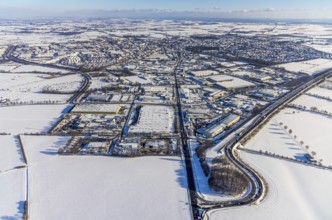 Aerial view, motorway access to the A445 motorway on the B63 Hammer Landstraße federal road,