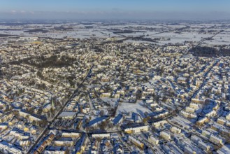Aerial view, overview, winter, snow, Werl, Soester Börde, North Rhine-Westphalia, Germany, Soester,