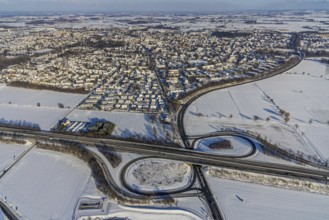 Aerial view, overview Werl, motorway junction AS59 Werl-Zentrum at the motorway A445, parking