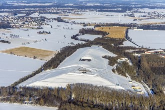 Aerial photo, waste management Soest, winter, snow, Werl, Soester Börde, North Rhine-Westphalia,