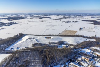 Aerial view, waste management Soest, sewage treatment plant Werl, winter, snow, Werl, Soester