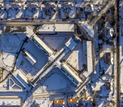 Aerial photo, Werl prison, JVA Werl, winter, snow, Werl, Soester Börde, North Rhine-Westphalia,