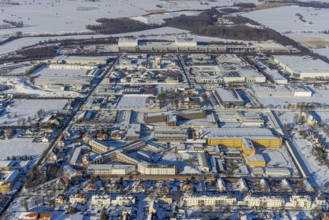 Aerial photo, Werl prison, Werl correctional facility, Werl correctional facility, industrial area,