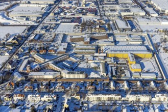 Aerial photo, Werl prison, JVA Werl, winter, snow, Werl, Soester Börde, North Rhine-Westphalia,
