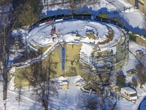 Aerial photo, construction site Werl Castle, castle ruins of the former electoral town castle, at