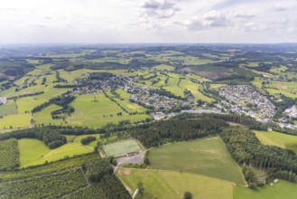 Aerial photo, Rothemühle sports ground and view of Heid, Wenden, Sauerland, North Rhine-Westphalia,
