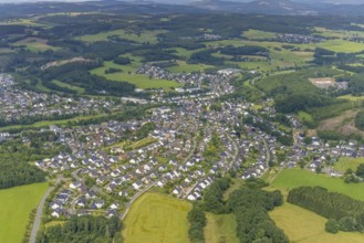 Aerial view, construction site St. Josefsheim, local view Wenden, Sauerland, North